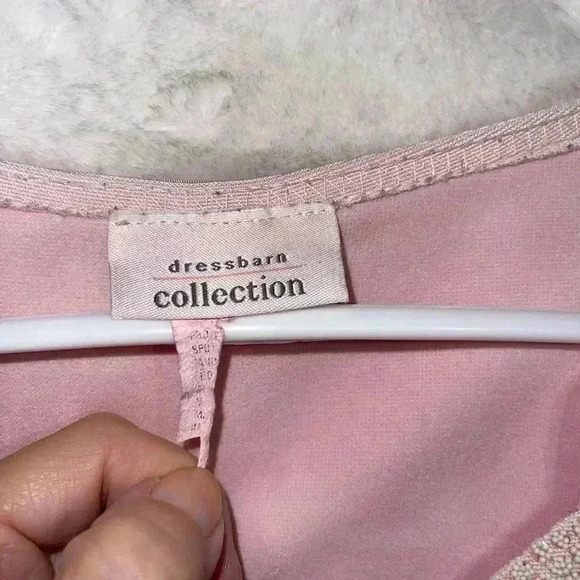 Pastel Pink Black Plaid Beaded Pearl Office Blazer Blouse Floral Dress Barn Med. - Picture 6 of 12